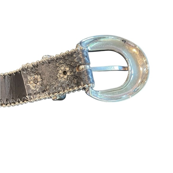 ??Elegant ELITE brand Silver & Black Women\'s Snakeskin Belt size L. Made in USA main image 6